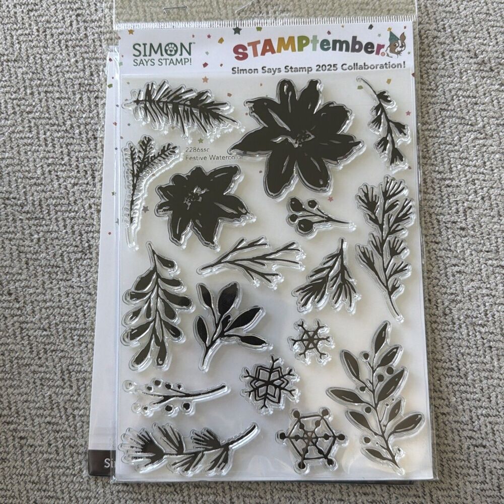 Tim Holtz Stamptember 2025 Simon Says Stamp Festive Watercolor Stamp And Die Set